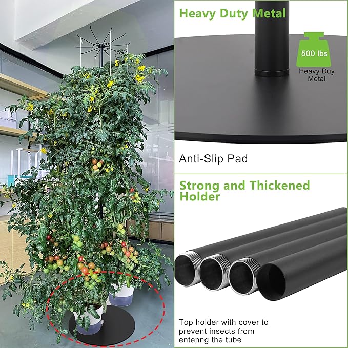 Tall Metal Plant Stand Outdoor/Indoor 72",Large Patio Plant Stand with Self-Watering Planter Pot & Hooks for Balcony,DIY Hydroponics Growing System Tower Garden Kit for large plants, Height Adjustable