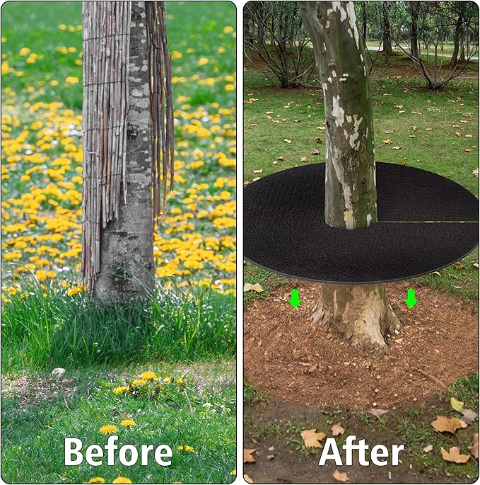 20.47 Inch Non-Woven Tree Mulch Ring,Reusable Tree Weed Barrier Mat,Degradable Tree Mulch Used to inhibit Weed Growth and Landscape Weed Control Plant Root Protection (6 Pack)