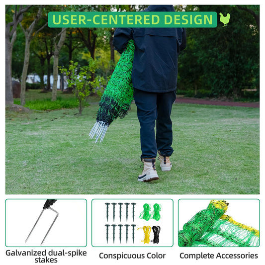 Poultry Netting Electric Fence, 41.5" H x 164' L, Portable Livestock Nets Mesh for Chickens, Ducks, Geese, Turkey, Electric Fencing for Backyards, Homesteaders, Farms, Ranches, Gardens