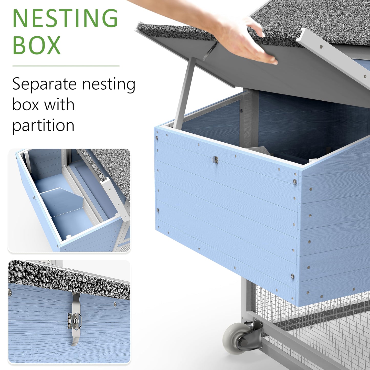 Weatherproof Wooden Chicken Coop – Indoor & Outdoor Walk-in Hen House with Run, Nesting Box, and Pull-Out Tray – Portable Backyard Poultry Cage for Easy Cleaning and Predator Protection