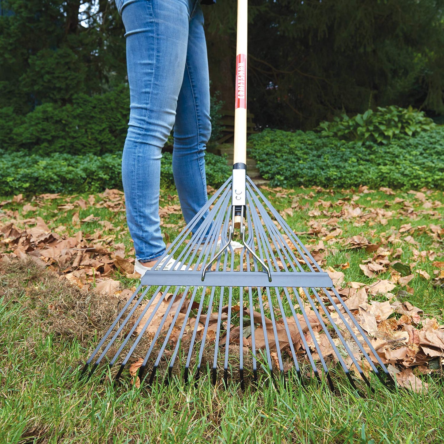 CRAFTSMAN CMXMKIT0190 3-Piece Leaf Clean-Up Set with Wavy Blade Hedge Shears, 22-Tine Wood Handle Lawn Rake and 6 Cu. Ft. Poly Tray Wheelbarrow, Red