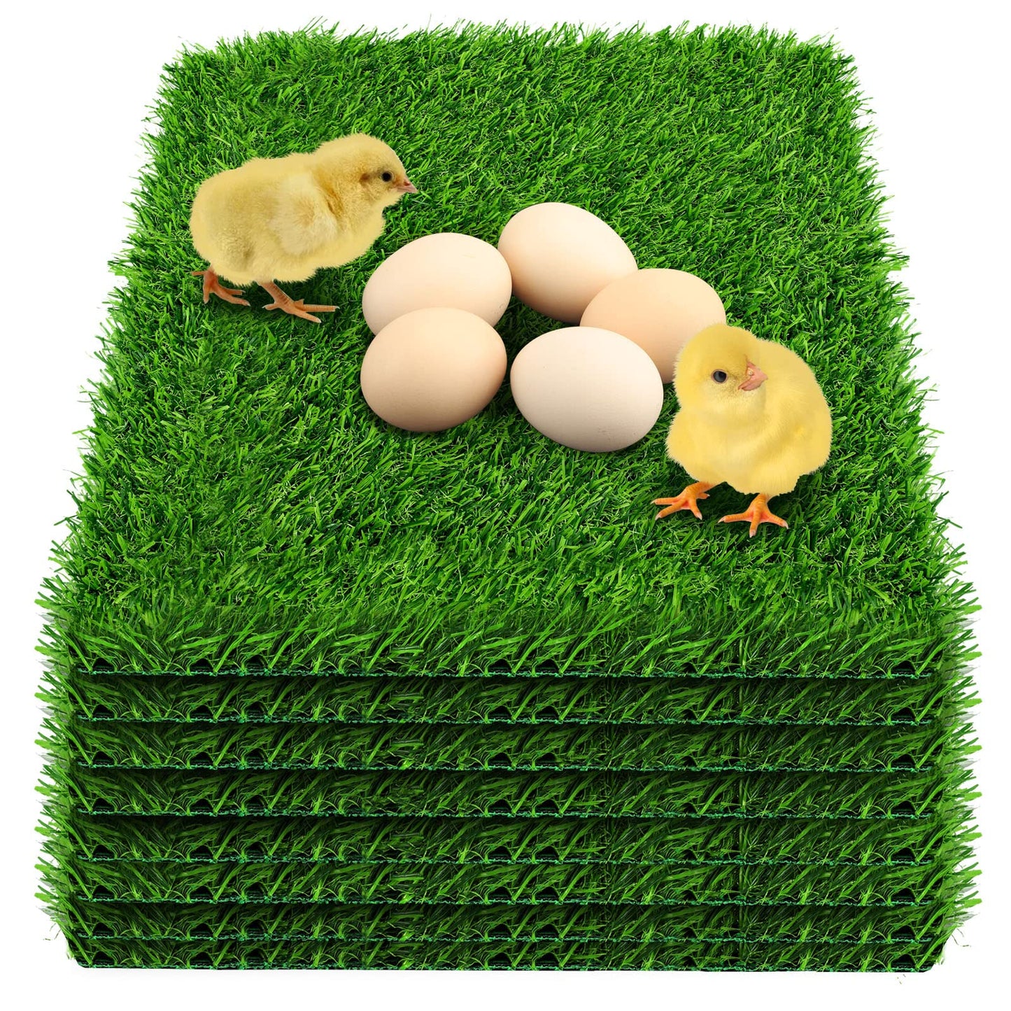 DenForste 8 Pack Chicken Nesting Box Pads - Washable Artificial Grass Nesting Pads - Chicken Nesting Pads for Chicken Coop and Pet Garden Lawn Indoor Outdoor 12"×12"×1"