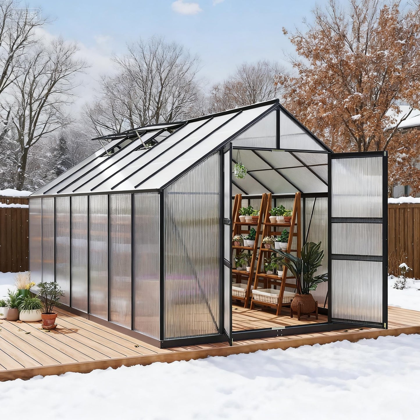 8x14FT Greenhouses for Outdoors,Heavy Duty Polycarbonate Greenhouse