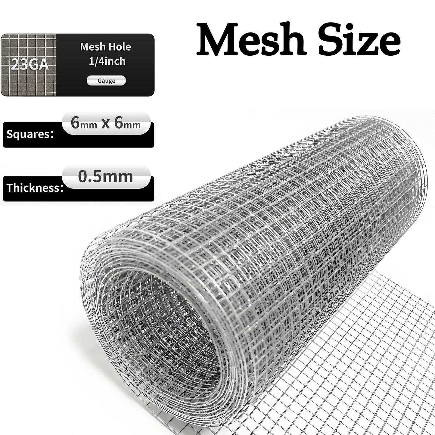 Hardware Cloth 1/4 inch 4inx10ft,Chicken Wire Mesh Fence,Galvanized After Welding 23 Gauge,Wire Mesh Roll Wire Cloth for Chicken Pen/Coop Fences, Garden Fences,Screen Meshs,Poultry Netting Cage