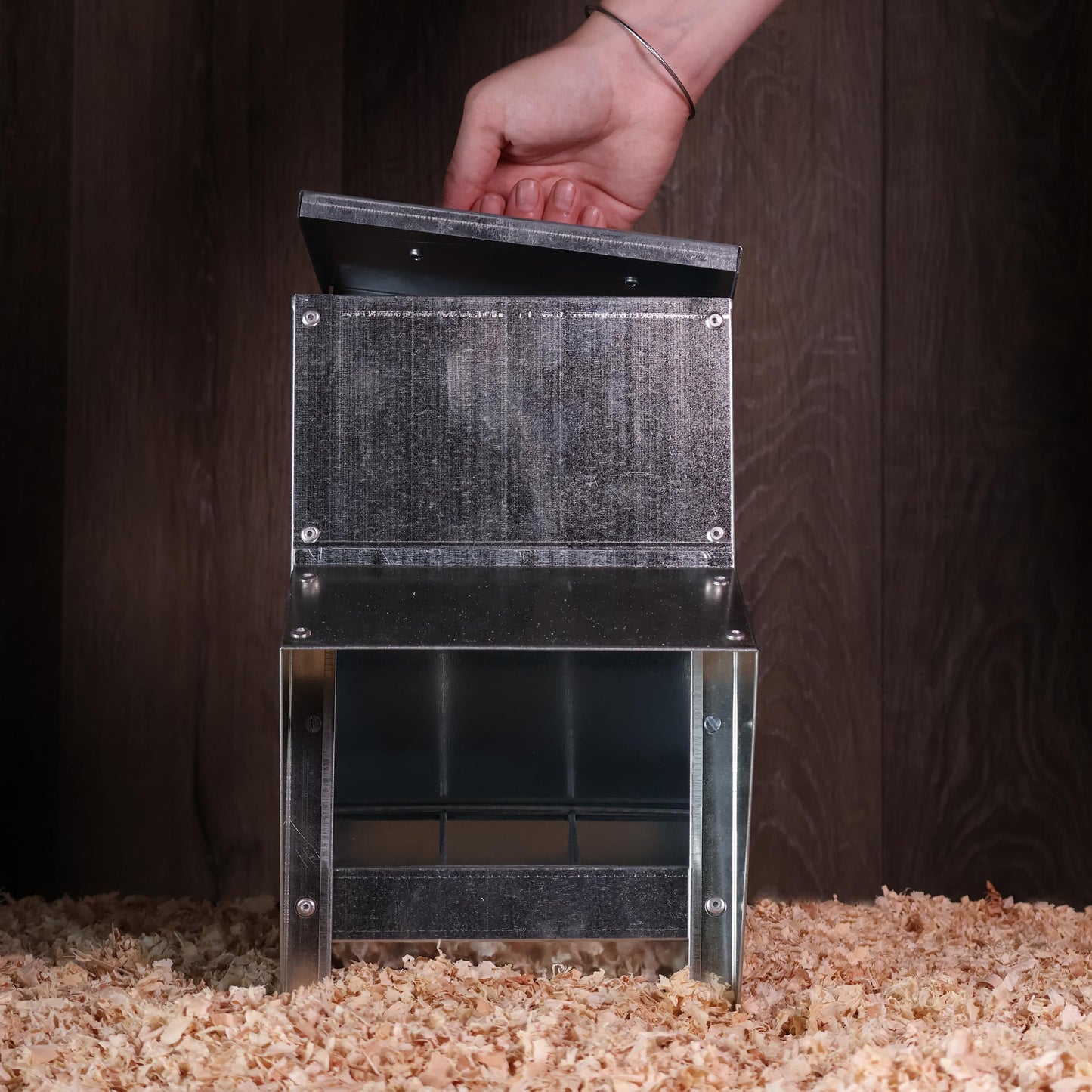 Rural365 11.5lb Capacity Galvanized Chicken Feeder - Rat Proof Poultry Feeder with Lid Weatherproof Outdoor Coop Food Dispenser