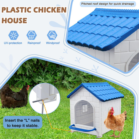 Nesting Boxes for Chicken, Plastic Single Compartment Chicken Nesting Box for Laying Eggs for Hens, Ducks and Poultry - Blue
