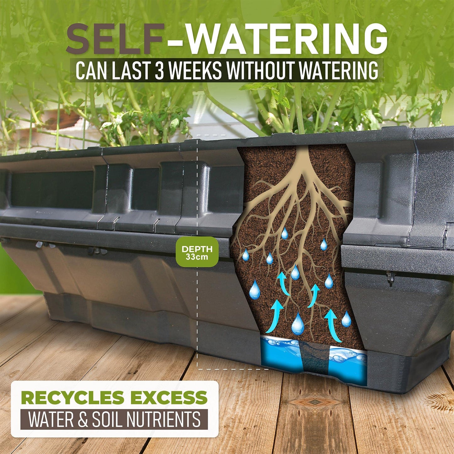 Vegepod - Raised Garden Bed - Self Watering Container Garden Kit with Protective Cover, Easily Elevated to Waist Height, 10 Years Warranty (Medium)