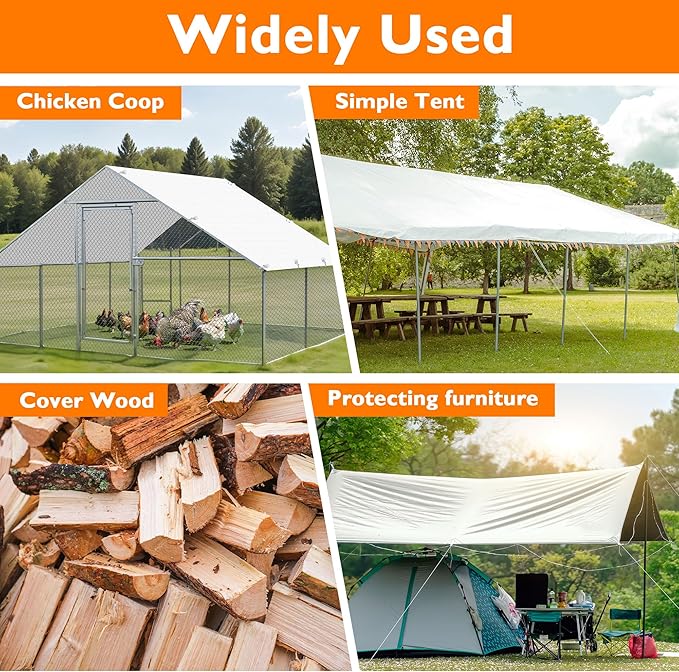 Chicken Coop Cover,11.48 * 6.23 FT Cover for Chicken Run Large Metal Chicken Coop Pen