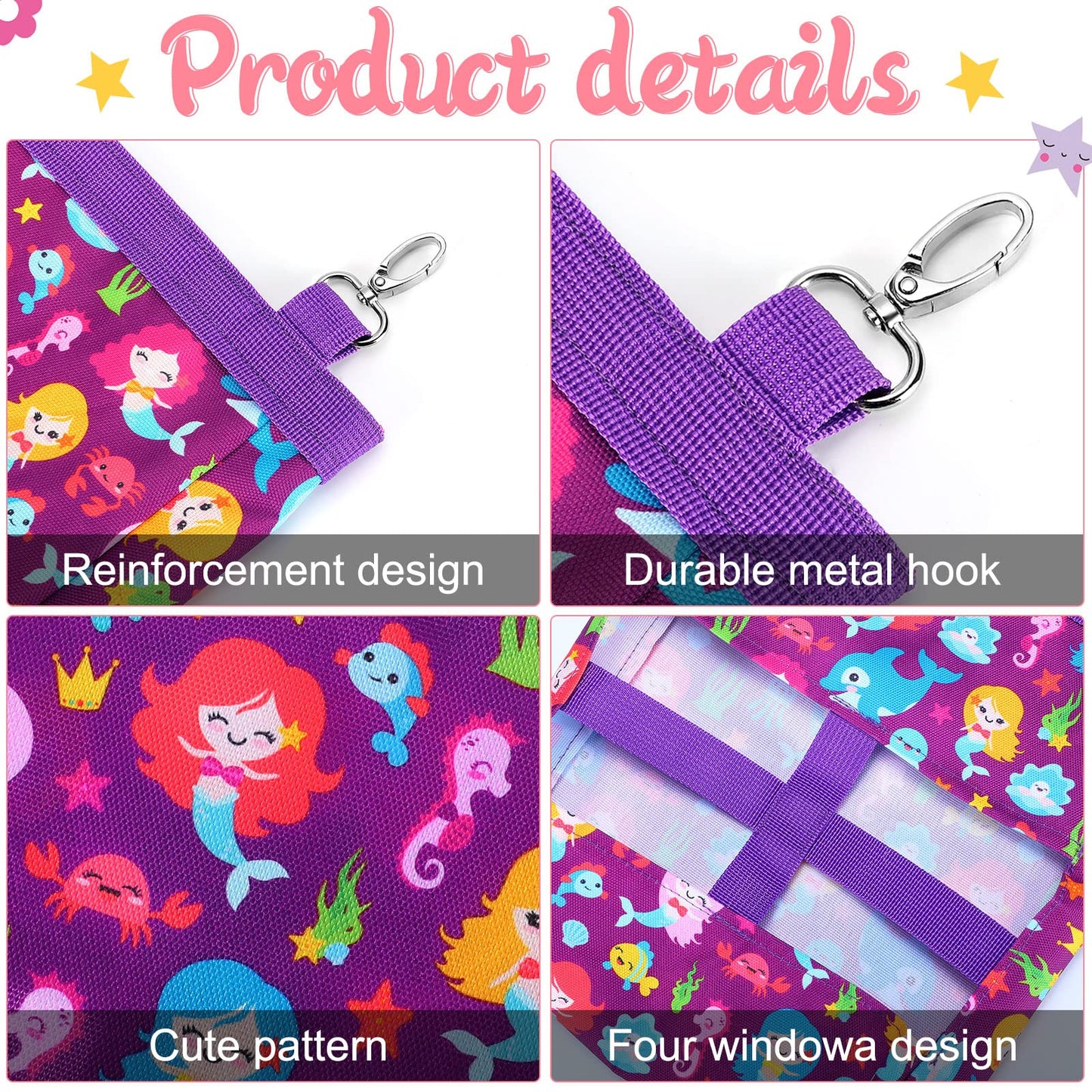 2 Pieces Guinea Pig Hay Bag Washable Pet Rabbit Hay Feeder Bag with 2 Holes Cute Small Animal Hanging Feeder Sack Storage for Rabbit Guinea Pig Chinchilla Hamster Small Pets (Mermaid, Unicorn)