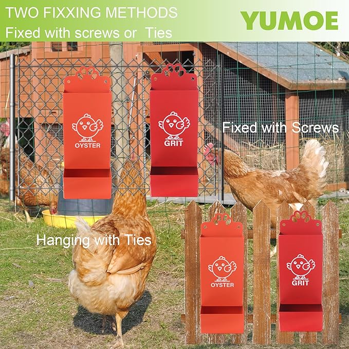 Metal Chicken Feeder Oyster Shell and Grit Dispensers for Chicken Coop Accessories