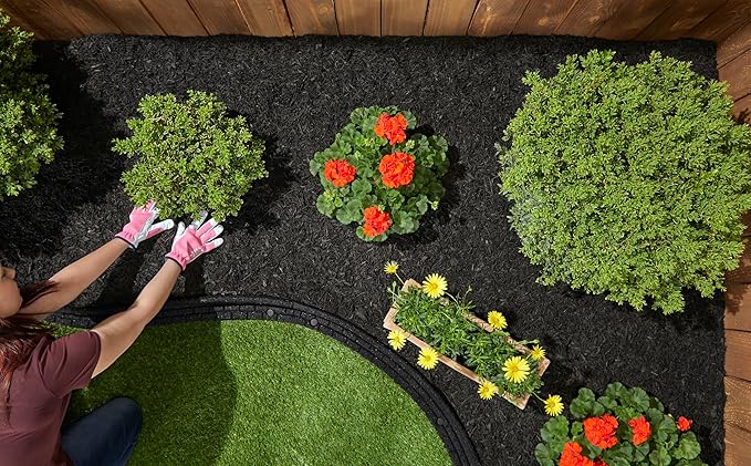 Rubberific Premium Shredded Rubber Mulch for Gardens, Lawns, and Landscaping | Long Lasting Color | Looks Like Natural Wood Mulch (0.8 Cu. Ft. - 16 LBS, Black)