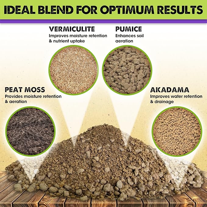 DUSPRO Recycle Premium Bonsai Soil Mix Ready to Use Pre-Mixed 5in1 with Akadama, Pumice, Vermiculite, and Peat Moss Professional Bonsai Potting Soil Mix 4 Qrt