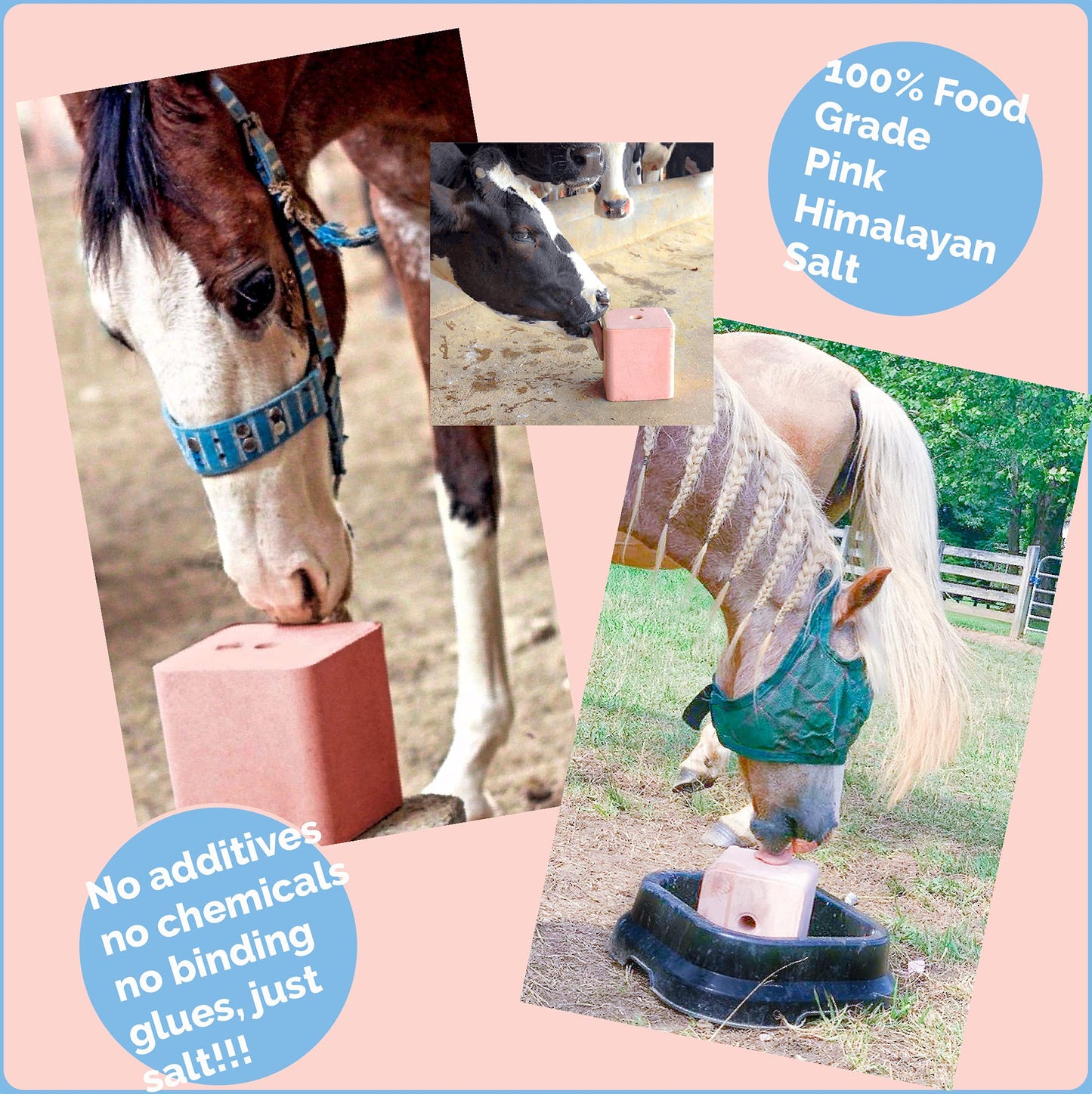 Himalayan Secrets 4.4LB (2KG) Compressed Pink Himalayan Salt Animal Lick Brick for Livestock and Wildlife - 100% Pure & Natural Feed Salt - 84 Natural Minerals and Trace Elements