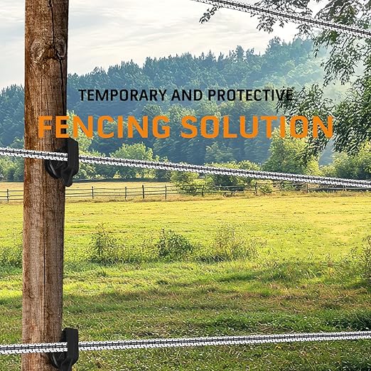 Electric Fence Poly Tape, Heavy-Duty Sure Shock PVC, Electric Fence for Livestock, 656ft(200m), 1/2 Inch, White and Black