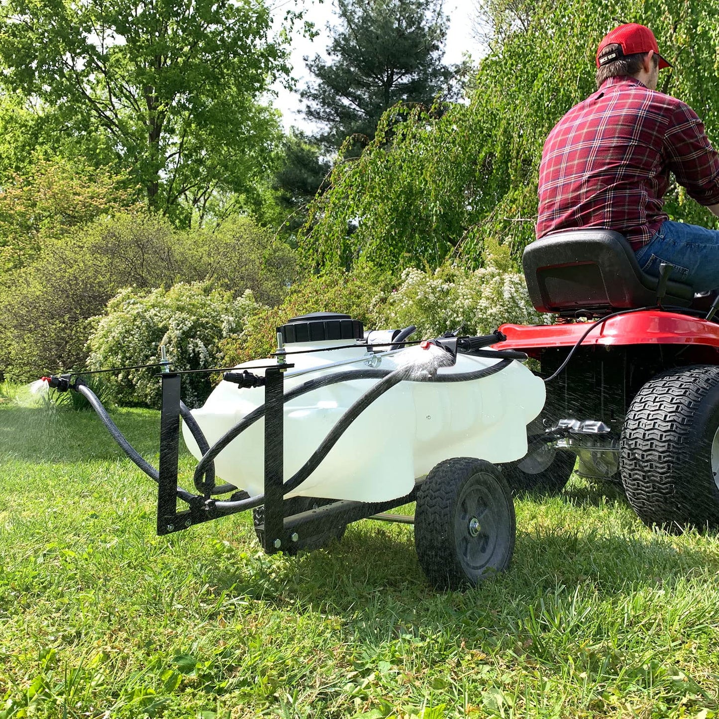 Brinly ST-152BH-A Self-Storing Tow Behind Lawn and Garden Sprayer with Collapsible Boom, 15-Gallon