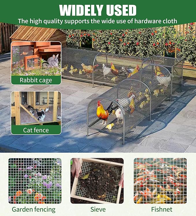 Hardware Cloth 1/4 Hot Dip Galvanized Wire Mesh Roll 23 GA Building&House Repaird Wire Fence Mesh - for DIY, Coops, Rabbit,Snake Fences, DIY Crafting,Plants Protective& Screen Mesh Silver