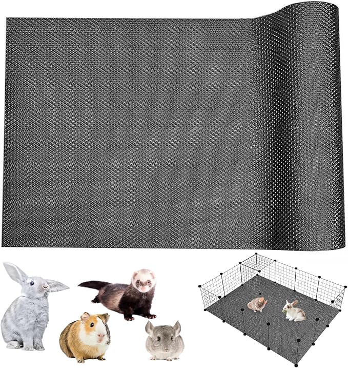 BNOSDM Waterproof Guinea Pig Cage Liner Washable Rabbit Bedding Liners Reusable Small Animals Pads Playpen Mats for Guinea Pigs Rabbits Hamsters Gerbils, 118x18Inch Black