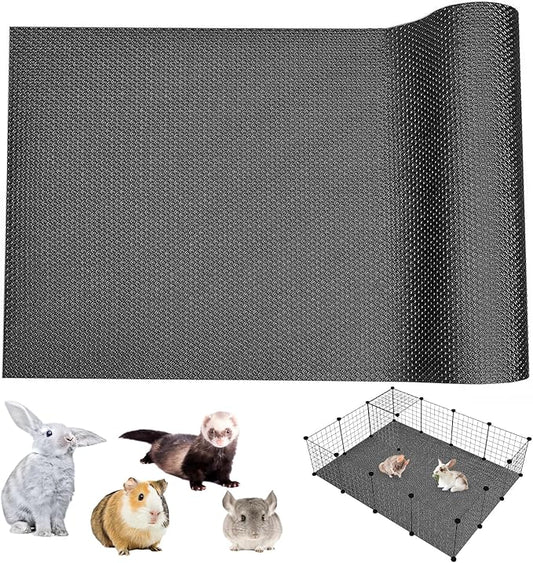 BNOSDM Waterproof Guinea Pig Cage Liner Washable Rabbit Bedding Liners Reusable Small Animals Pads Playpen Mats for Guinea Pigs Rabbits Hamsters Gerbils, 118x18Inch Black