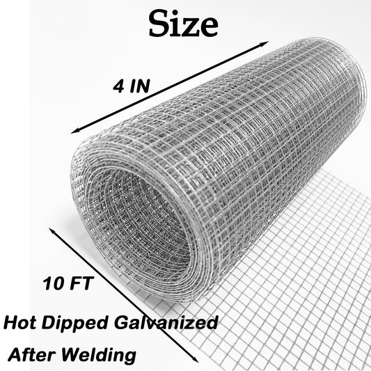 Hardware Cloth 1/4 inch 4inx10ft,Chicken Wire Mesh Fence,Galvanized After Welding 23 Gauge,Wire Mesh Roll Wire Cloth for Chicken Pen/Coop Fences, Garden Fences,Screen Meshs,Poultry Netting Cage