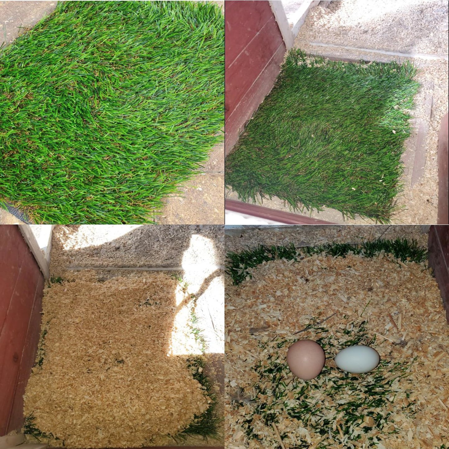 MUYG 4 Pack Washable Chicken Nesting Pads Artificial Grass Rug Carpet Cuttable Chickens Nest Box Bedding Liners for Hen Coop Egg Duck Chicks Goose