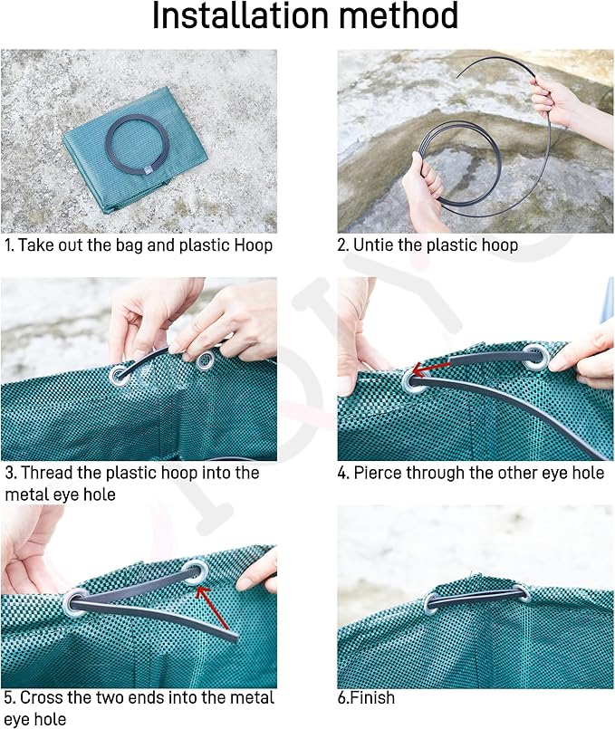 2x72Gallons+1x34Gallons (Free Gloves) Garden Leaf Bags,Reusable Heavy Duty Yard Waste Bag Set,Standable Design and Reinforced 4 Handles for Leaf,Grass,Debris,Camping Trash