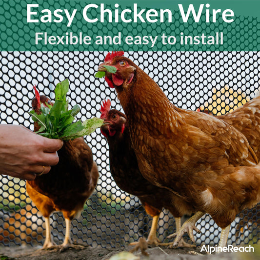 AlpineReach Plastic Wire Mesh 1.3ft x 50ft (15.7" x 600") Fence Roll with Zip Ties - Ideal for Poultry, Dogs, Rabbit Barrier & Gardening, Durable Chicken Mesh, Versatile Rigid Fencing & Netting, Black