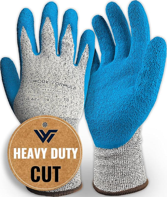 Heavy Duty Work Gloves, 2/5 Pack, ANSI A2 Cut Resistant, Extra Tough, XS-3XL, for Men & Women