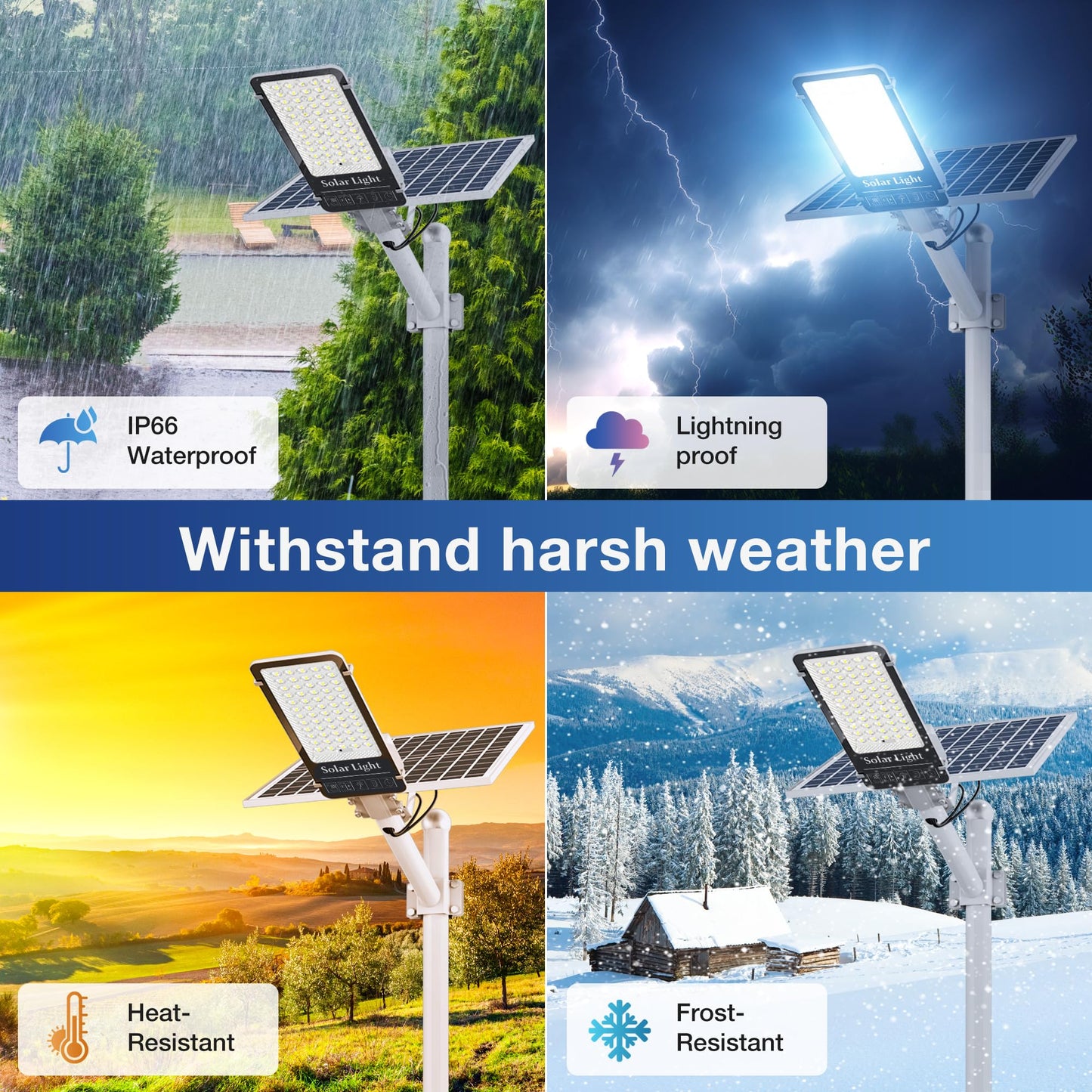 OKPRO 10000W Solar Street Lights Outdoor - 6500K Commercial Parking Lot Lights Dusk to Dawn, Heavy Duty LED Street Light with Remote Control, High Powered Solar Flood Light for Driveway(2Pack)