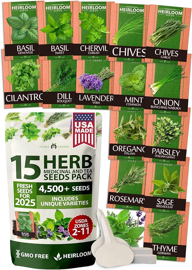 55 Vegetable Seeds & 15 Culinary Herb Seeds Pack – 32,500+ USA Non-GMO Heirloom Seeds for Planting – Survival Garden Kit for Preppers – Gifts for Gardeners Men Women