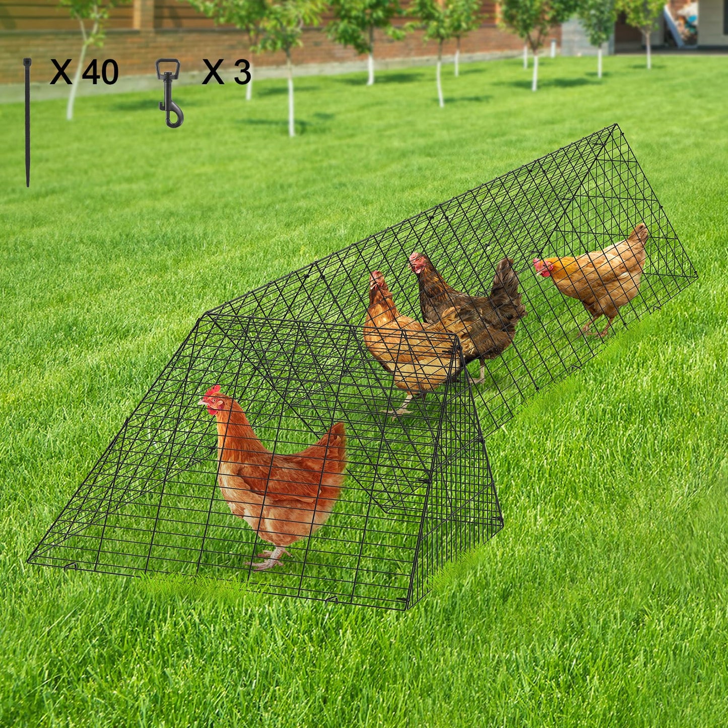 VEVOR Chicken Tunnels for Yard, 157.5 x 39.4 x 24.2 inch(LxWxH) Portable Chicken Coop Run for Outside with Corner Frames, Suitable for Ducks, Rabbits