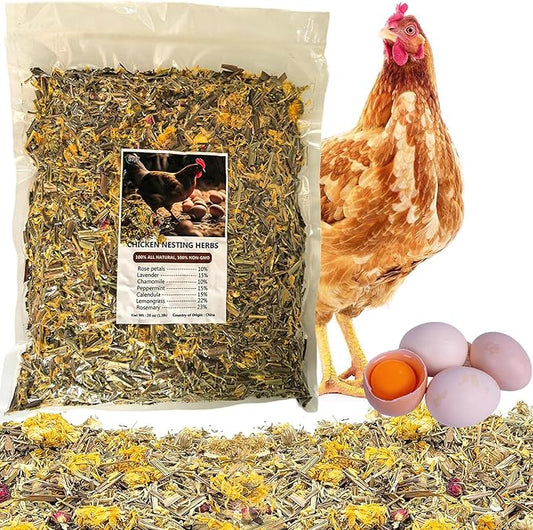 20 Oz Chicken Nesting Herbs Vacuum-Packed (1.25lb) - Natural 7 Dried Herbs for Chicken Coop Freshness, Promote Egg Laying, Hen Treats for Coops - Nesting Box Herbs for Chicken Coop