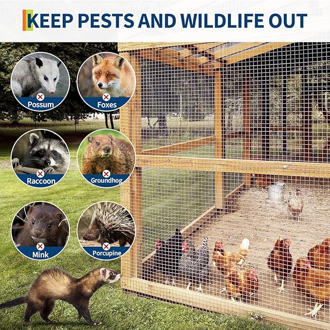 Hardware Cloth 1/2 Inch - 36in x 50ft Heavy Duty Galvanized Chicken Wire Mesh Roll, Hot-Dipped After Welding for Chicken Coop, Rabbit Cages & Garden Fencing – Poultry Netting & Chicken Wire Fencing