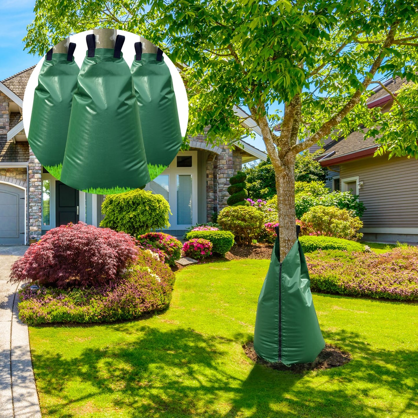 Tree Watering Bags Slow Release:20 Gallon - Reusable Water Bags for Trees - Slow Lrrigation Suitable for Newly Planted or Established Trees in Hot Weather（12 Pack）