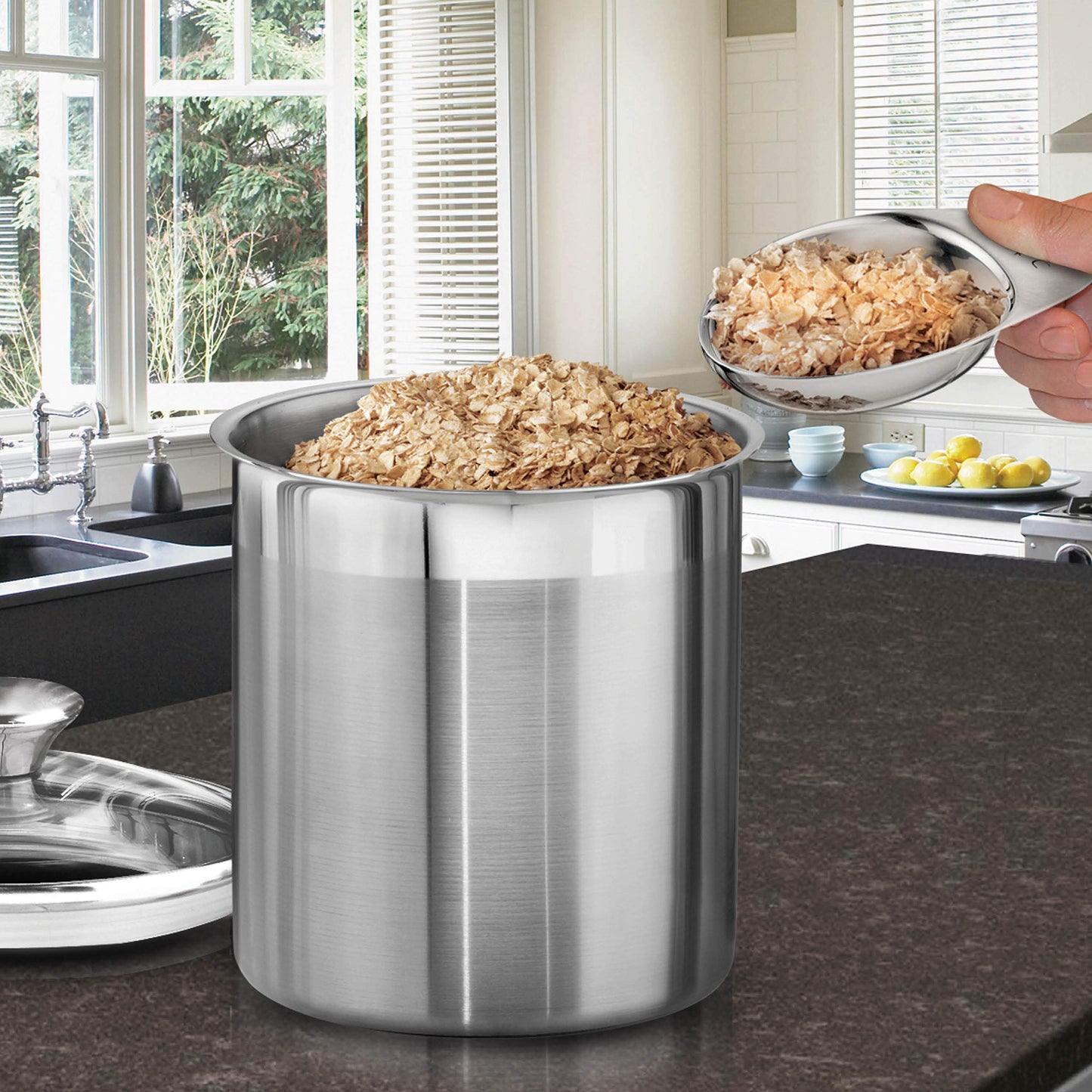 Tramontina 80204/527DS Gourmet Stainless Steel Canister and Scoops Set, 8 Piece, Made in Brazil