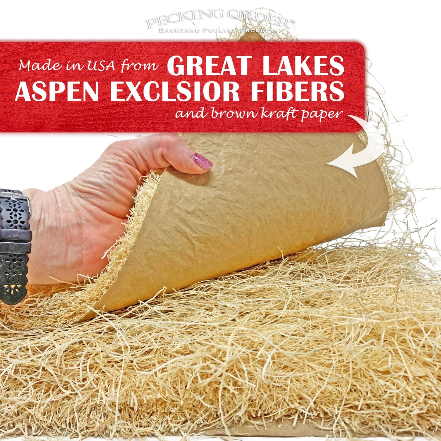 Nest Box Pads for Chicken Nesting Boxes - 13 x 13 Pads Made in USA from Sustainably Sourced Aspen Excelsior (10 Pack)
