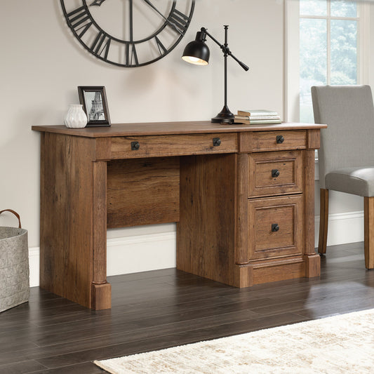 Sauder Palladia Executive Desk and Computer Desk, Vintage Oak Finish