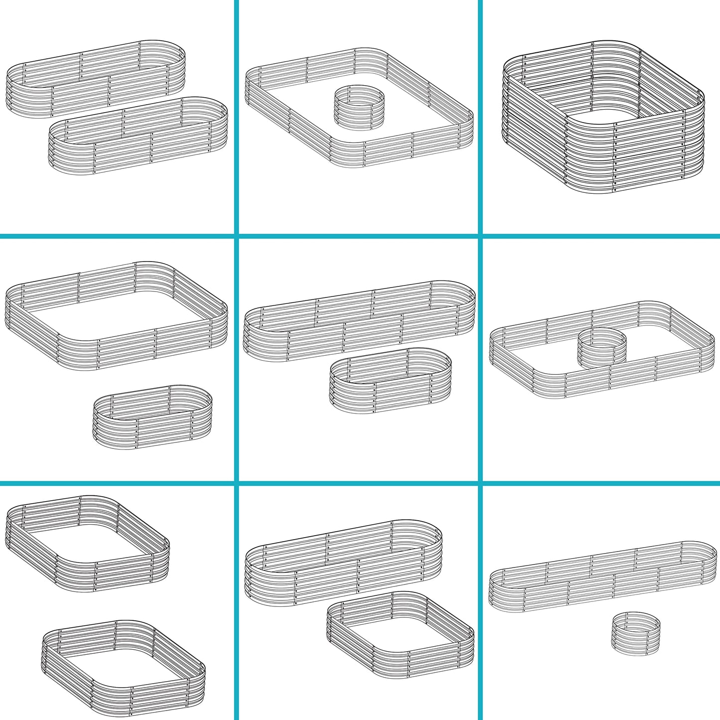 Sunnydaze 79” Brown Stackable Oval Raised Garden Bed and 6-Pack Chicken Wire Plant Protector Cage with Removable Cover