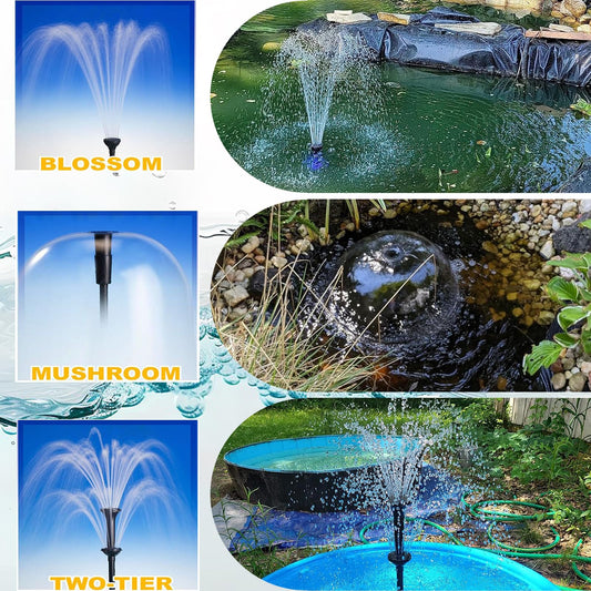 Pond Filter with Pump Fountain Kits, Submersible Pump Pond Fountain Koi Pond Filters for Outdoor Pond,3 Water Patterns Decoration Garden Pond Landscape With Color Light,660GPH 110V Corded Electric