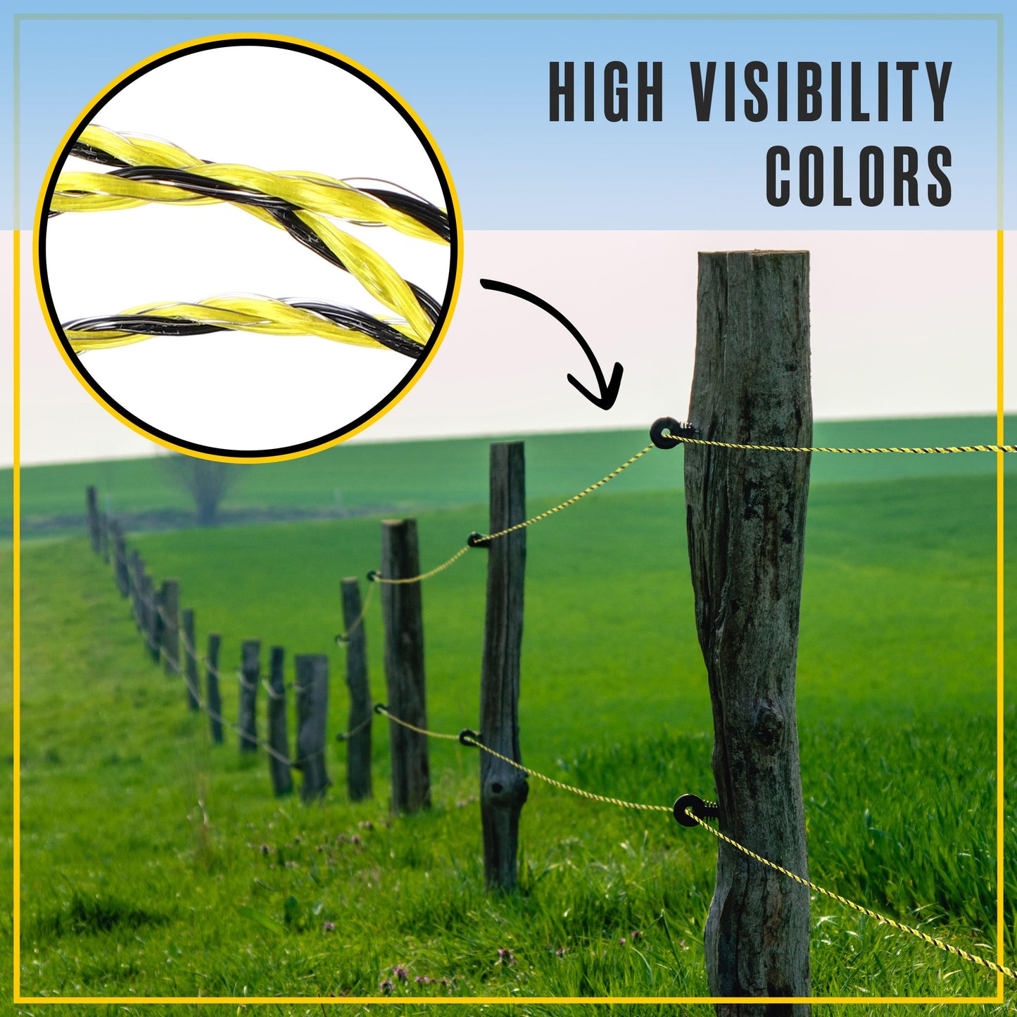 Houseables Electric Fence Wire, Hot Wire Fence, Electric Fencing, Livestock Fencing, Electrical Polywire Rope for Chicken, Agricultural, Goat, Garden, Dogs, Horse, Pig, Poly, 1026 Meters (3366 Feet)