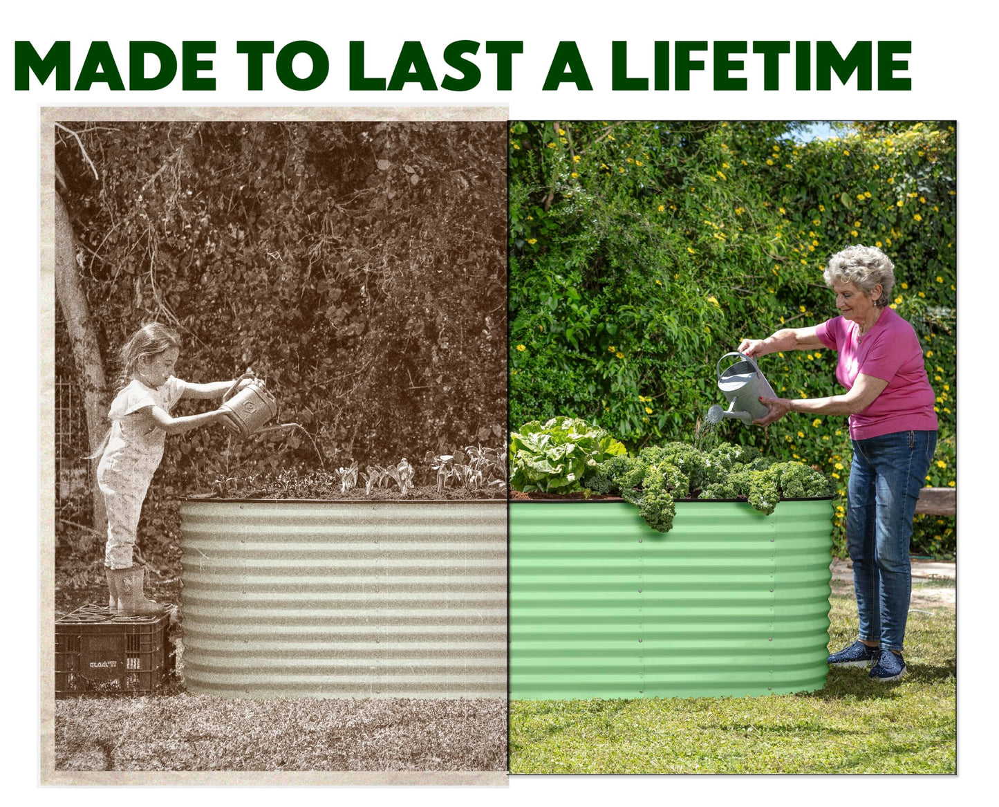 Galvanized Raised Garden Beds Outdoor // 4×2×1 ft & 8×2×2.5 ft Modular Planter Raised Beds for Gardening, Vegetables, Flowers // Large Metal Garden Box (Light Green)