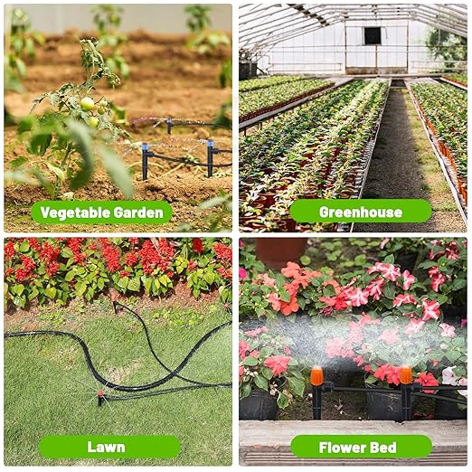 240FT Drip Irrigation System, 2025 Upgraded Quick Connector Irrigation System for Garden, Adjustable Nozzles, Garden Watering System with 1/4" & 1/2" Tubing, Sprinklers for Garden, Greenhouse, Lawn