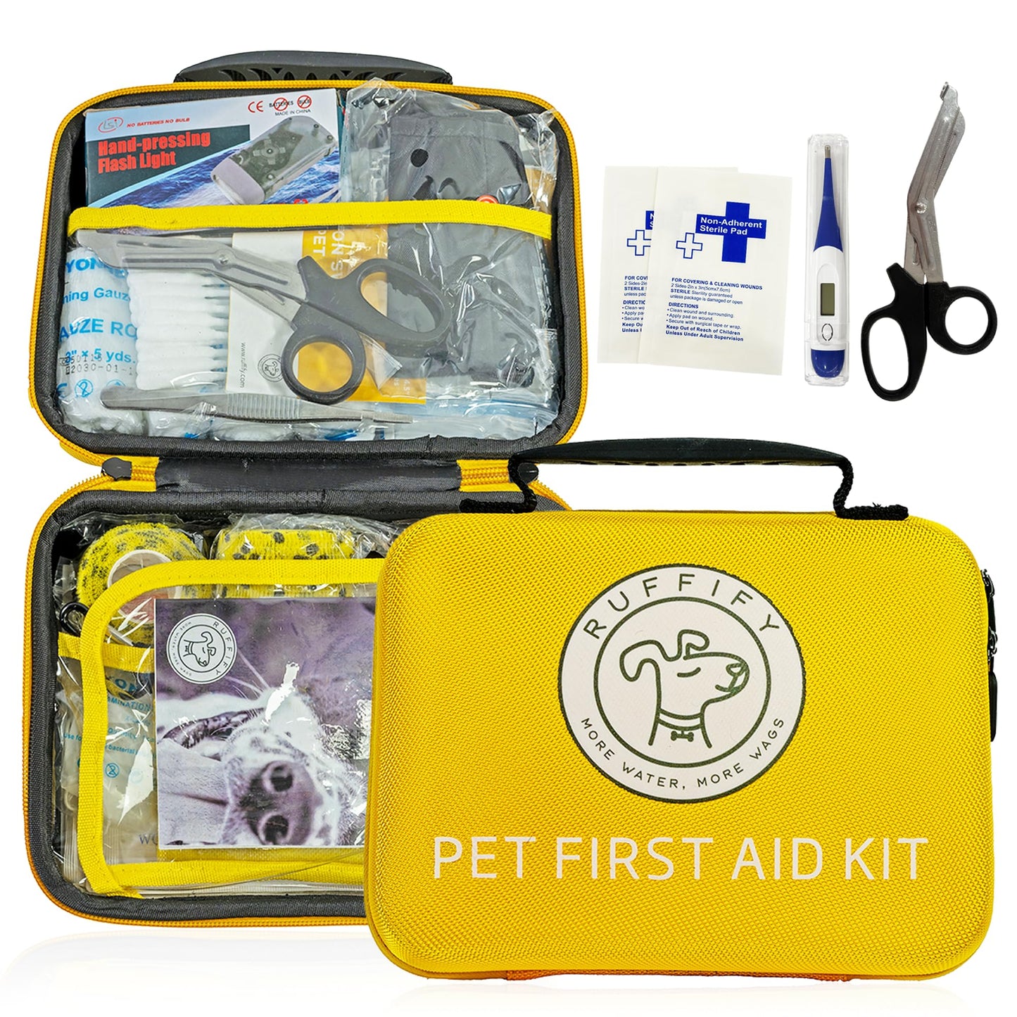 Ruffify Pet First Aid Kit for Dogs & Cats – 27 Key Items Emergency Kit with Mini Pouch for Boating, Sailing, Home, Office, Travel, Vacations & Outdoor Adventures