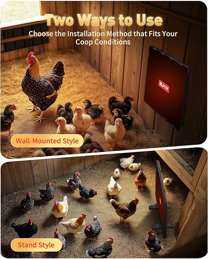 PETNF Chicken Coop Heater 140 Watts Radiant Heat Chicken Heater Energy Efficient Design Safer Than Brooder Lamps Heater for Chicken Coop, Heating Wire UL-Compliant Two Ways to Use, 11.81''x15.74''