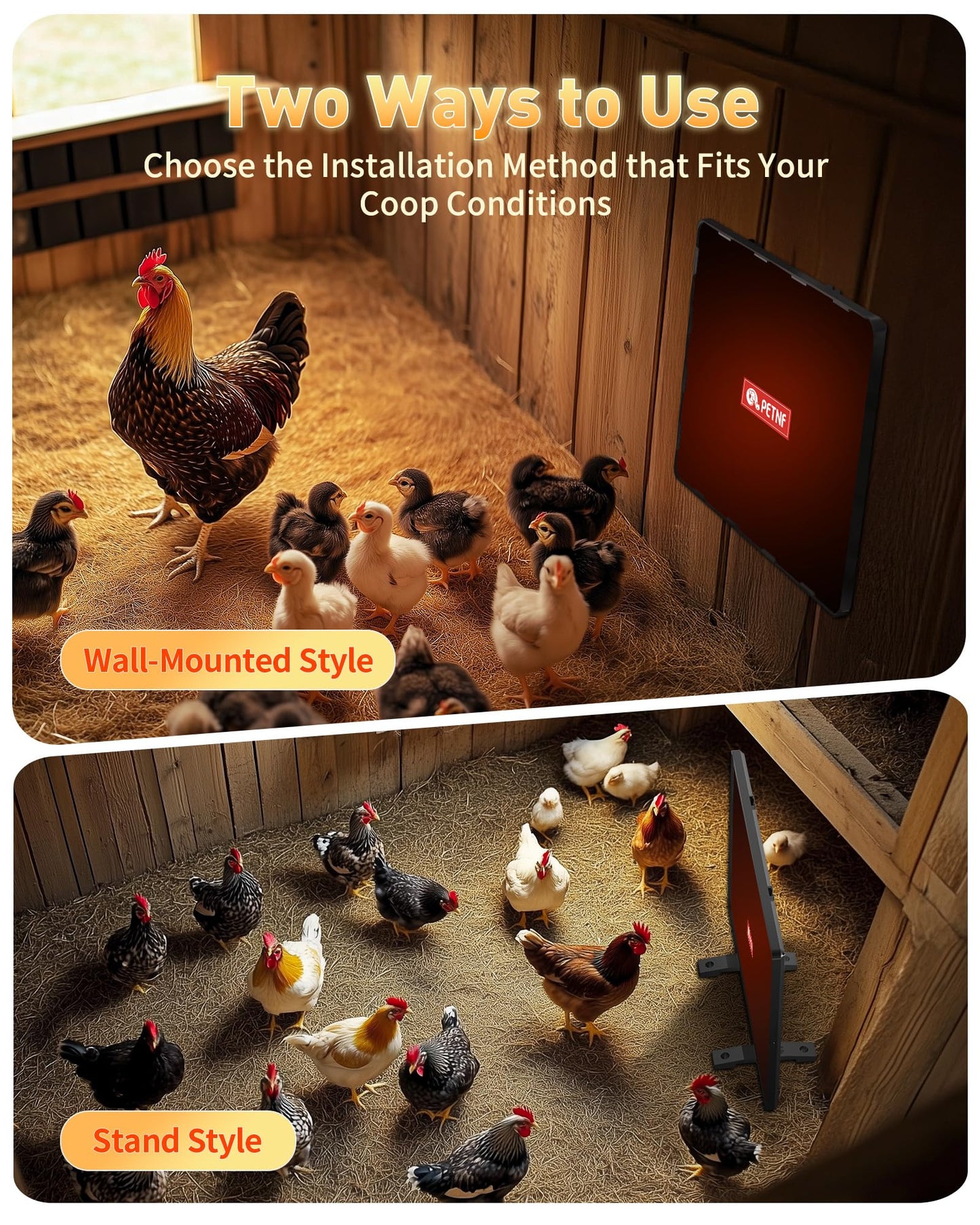 PETNF Chicken Coop Heater 140 Watts Radiant Heat Chicken Heater Energy Efficient Design Safer Than Brooder Lamps Heater for Chicken Coop, Heating Wire UL-Compliant Two Ways to Use, 11.81''x15.74''