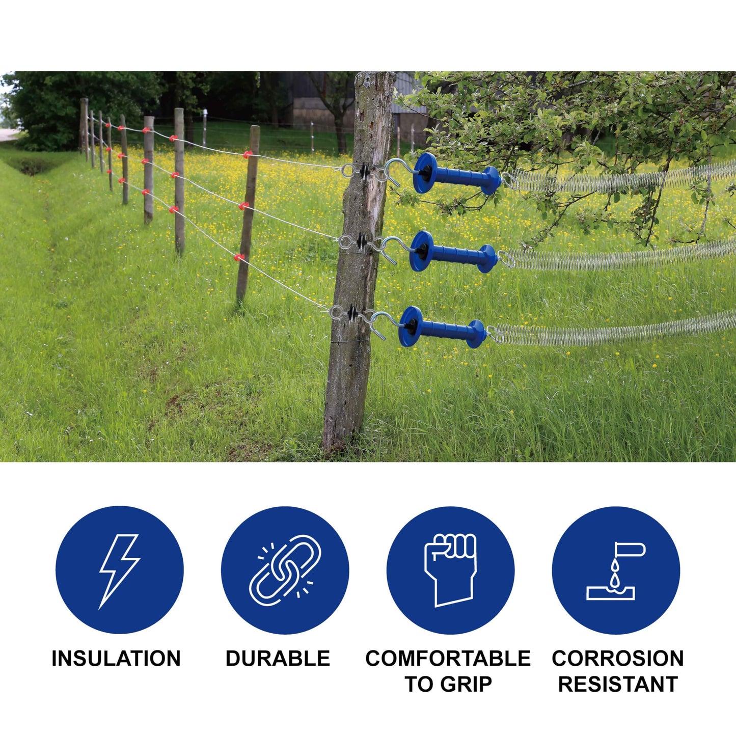 5 Pack Electric Fence Gate Big Tension Spring Extended up to 23 feet for Electric Fence Gate Livestock Fence Agricultural Fencing and Pasture
