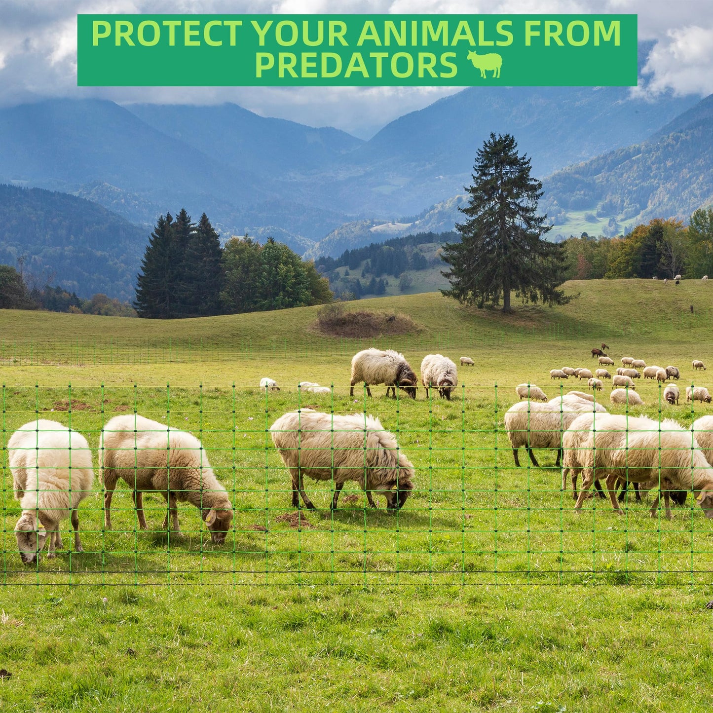 Electric Fence Netting, 49.6" H x 164' L, Portable Livestock Nets Mesh for Hog, Dogs, Deer, Goats, Larger Animals Electric Fencing for Backyards, Homesteaders, Farms, Ranches, Gardens