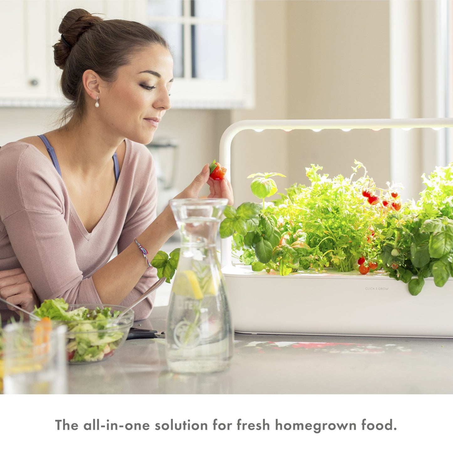 Click & Grow Indoor Herb Garden Kit with Grow Light | Easier Than Hydroponics Growing System | Smart Garden for Home Kitchen Windowsill | Vegetable & Herb Garden Starter Kit with 9 Plant pods, White