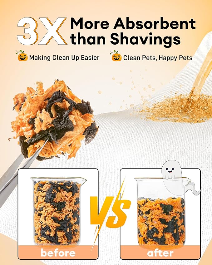 BUCATSTATE Hamster Bedding 70L, 99% Dust-Free Guinea Pigs Bedding Odor Control, Cozy Paper Small Animal Beddings for Rabbit Rat Syrian Dwarf Hamsters Gerbils (Halloween Décor)
