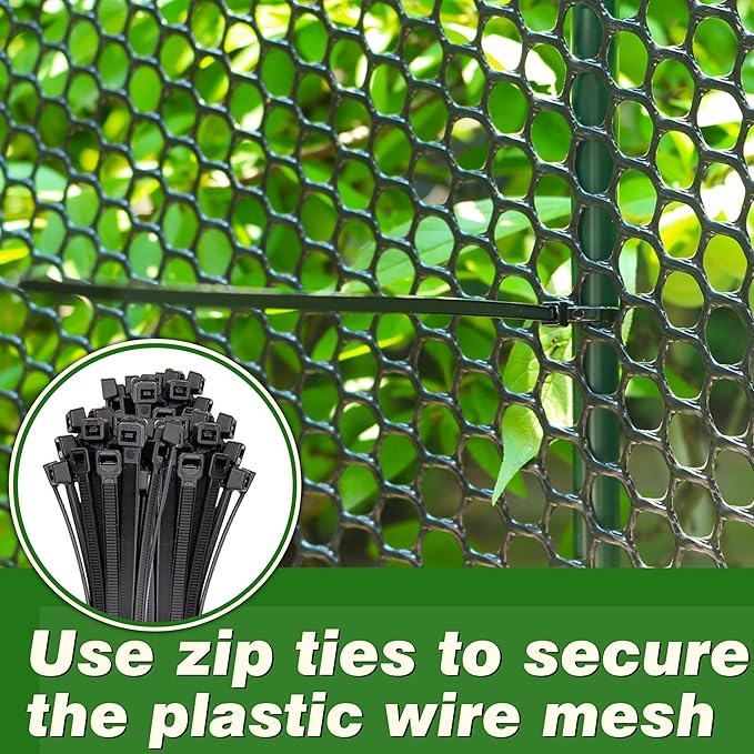 Gardzen Plastic Chicken Wire Mesh with 40 pcs Ties, 16in x 20ft Durable Chicken Fence for Poultry, Garden Protection & DIY Crafting, Heavy-Duty Mesh Netting for Outdoor & Indoor Use