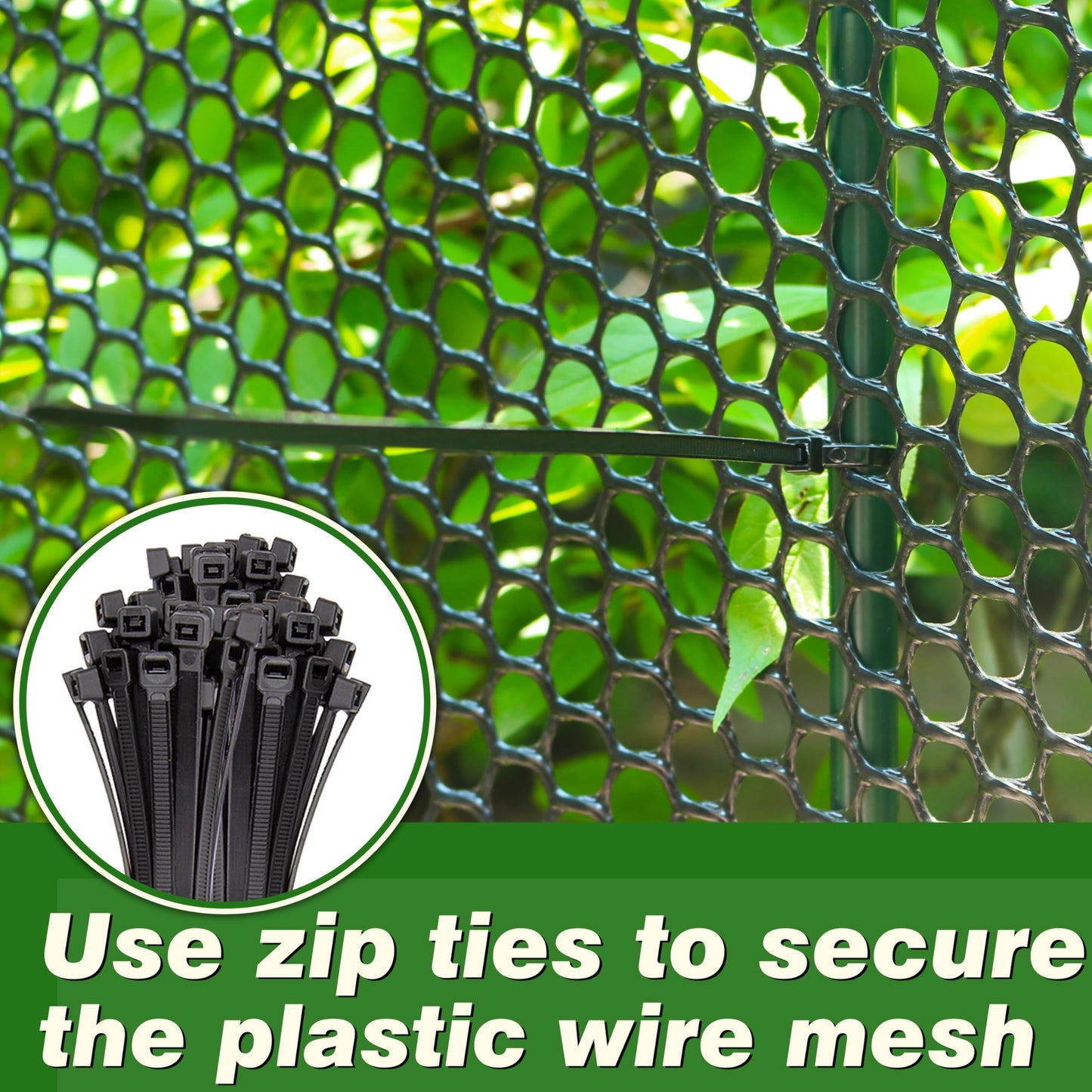 Gardzen Plastic Chicken Wire Mesh with 20pcs Ties, 16in x 10ft Durable Chicken Fence for Poultry, Garden Protection & DIY Crafting, Heavy-Duty Mesh Netting for Outdoor & Indoor Use